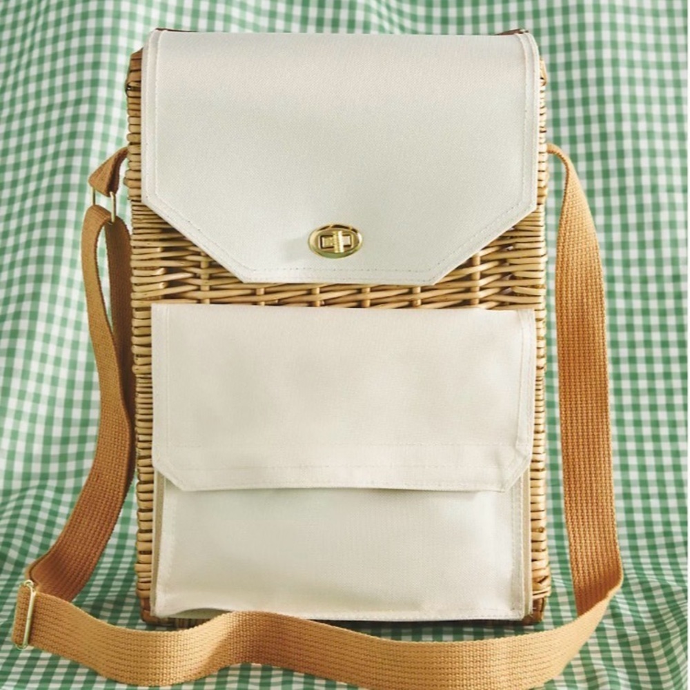 Anthropologie Picnic Time Corsica Insulated Wine Basket